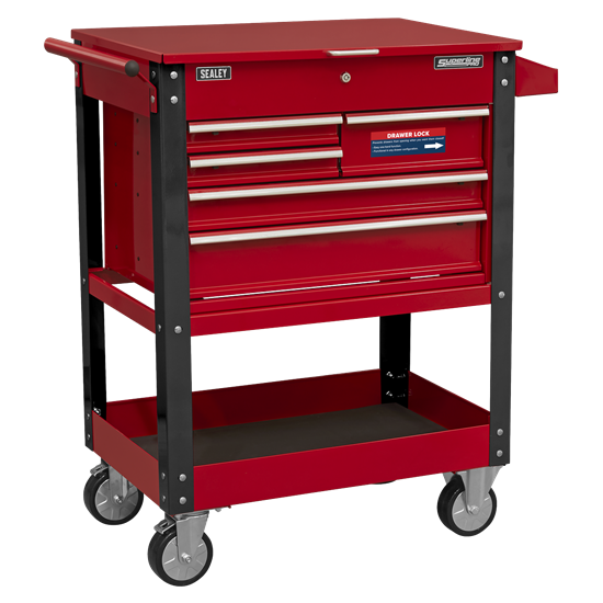 Sealey AP890M - Heavy-Duty Mobile Tool & Parts Trolley with 5 Drawers and Lockable Top