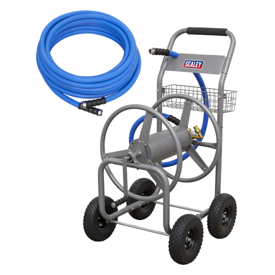 Sealey HRKIT15 - Heavy-Duty Hose Reel Cart with 15m Heavy-Duty Ø19mm Hot & Cold Rubber Water Hose