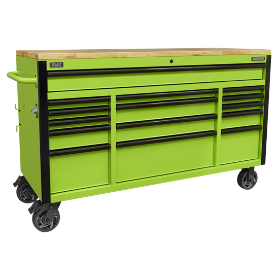 Sealey AP6115BE - 15 Drawer Mobile Trolley with Wooden Top 1549mm
