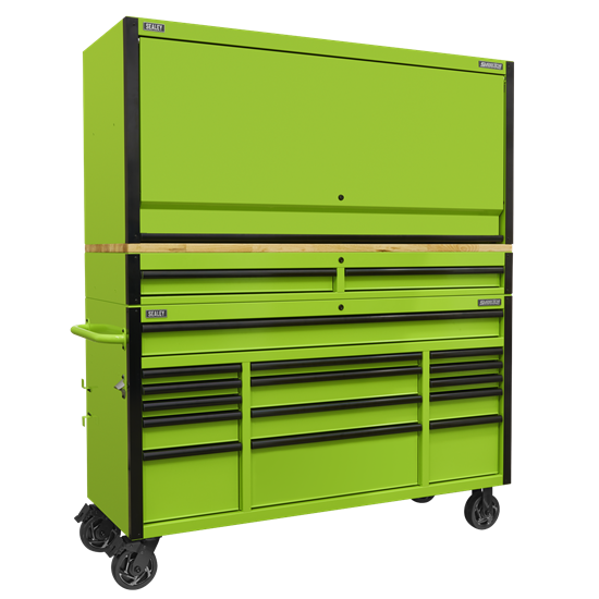 Sealey AP6115BECOMBO1 - 15 Drawer 1549mm Mobile Trolley with Wooden Top and Hutch and 2 Drawer Riser
