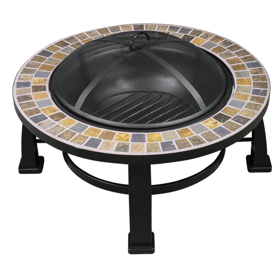 Dellonda DG111 - Dellonda 30" Deluxe Traditional Style Fire Pit/Fireplace/Outdoor Heater - Slate