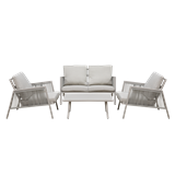 Dellonda DG56 - Dellonda Fusion Aluminium 4 Piece Outdoor Sofa, Arm Chairs & Coffee Table Set