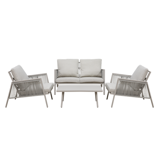 Dellonda DG56 - Dellonda Fusion Aluminium 4 Piece Outdoor Sofa, Arm Chairs & Coffee Table Set