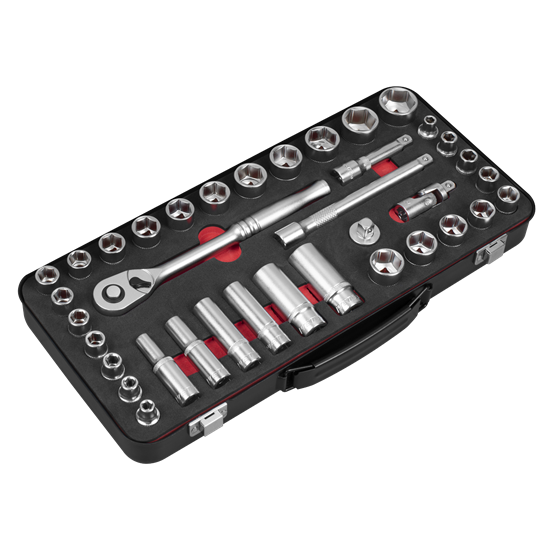 Sealey AK7923 - Socket Set 3/8"Sq Drive 37pc - Metric/Imperial - Premier Platinum Series