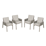 Dellonda DG50 - Dellonda Fusion Garden/Patio Aluminium Dining Chair with Armrests, Set of 4, Light Grey - DG50