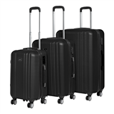 Dellonda DL11 - Dellonda 3-Piece Lightweight Luggage Suitcase Trolley Set ABS TSA Lock Black - DL11