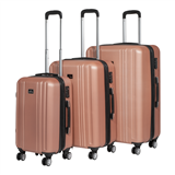 Dellonda DL125 - Dellonda 3-Piece Lightweight ABS Luggage Set with Integrated TSA Approved Combination Lock - Rose Gold - DL125