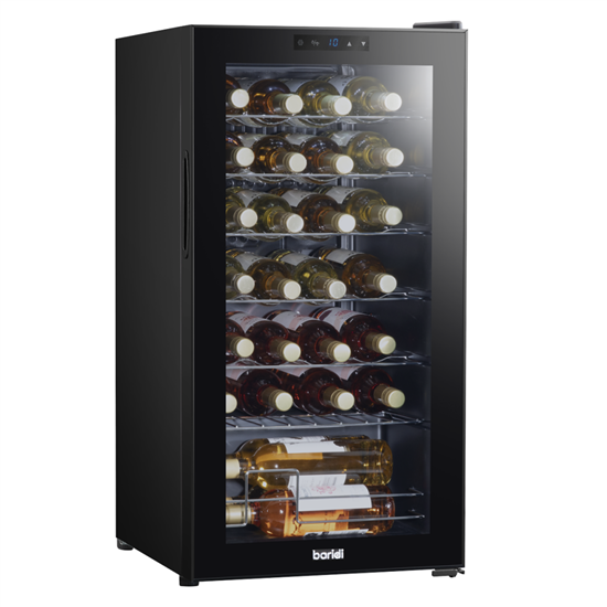 Baridi DH10 - Baridi 28 Bottle Wine Fridge with Digital Touchscreen Controls & LED Light, Black - DH10