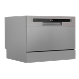 Baridi DH84 - Baridi Compact Tabletop Dishwasher 6 Place Settings, 6 Programmes, Low Noise, 6.5L Cycle, Start Delay - Silver