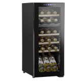 Baridi DH89 - Baridi 18 Bottle Dual Zone Wine Cooler, Fridge with Digital Touch Screen Controls, Wooden Shelves & LED Light, Black