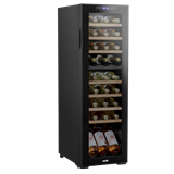 Baridi DH90 - Baridi 27 Bottle Dual Zone Wine Cooler, Fridge with Digital Touch Screen Controls, Wooden Shelves & LED Light, Black