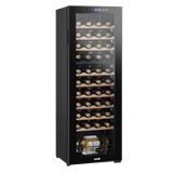 Baridi DH92 - Baridi 44 Bottle Dual Zone Wine Cooler, Fridge with Digital Touch Screen Controls, Wooden Shelves & LED Light, Black
