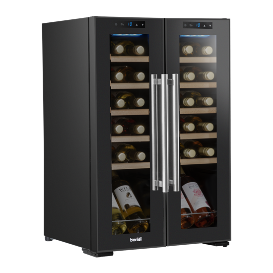 Baridi DH97 - Baridi 24 Bottle Dual Zone Wine Cooler, Fridge, Touch Screen, LED Light Black and Mirror Glass Door