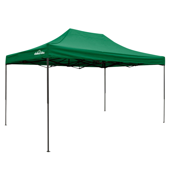Dellonda DG136 - Dellonda Premium 3 x 4.5m Pop-Up Gazebo, Heavy Duty, PVC Coated, Water Resistant Fabric, Supplied with Carry Bag, Rope, Stakes & Weight Bags - Dark Green Canopy