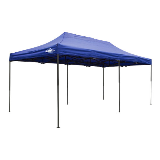 Dellonda DG139 - Dellonda Premium 3x6m Pop-Up Gazebo, Heavy Duty, PVC Coated, Water Resistant Fabric, Supplied with Carry Bag, Rope, Stakes & Weight Bags - Blue Canopy