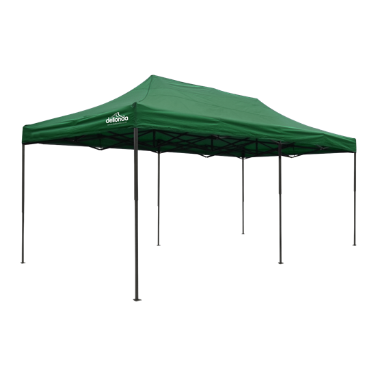 Dellonda DG140 - Dellonda Premium 3x6m Pop-Up Gazebo, Heavy Duty, PVC Coated, Water Resistant Fabric, Supplied with Carry Bag, Rope, Stakes & Weight Bags - Dark Green Canopy