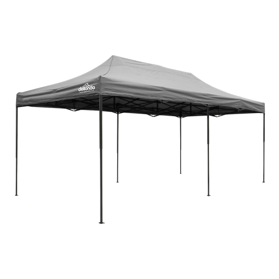 Dellonda DG141 - Dellonda Premium 3x6m Pop-Up Gazebo, Heavy Duty, PVC Coated, Water Resistant Fabric, Supplied with Carry Bag, Rope, Stakes & Weight Bags - Grey Canopy
