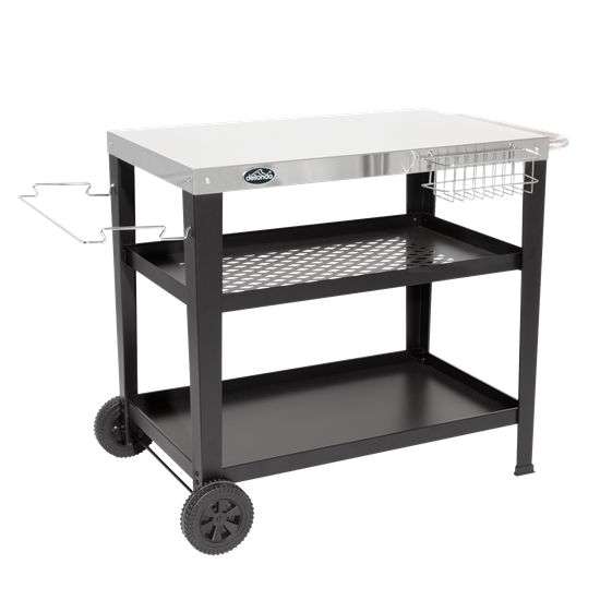 Dellonda DG263 - Dellonda Barbecue/Plancha Trolley for Outdoor Grilling/Cooking with Utensil Holder, Stainless Steel
