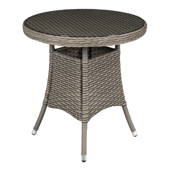 Dellonda DG65 - Dellonda Chester Rattan Wicker Outdoor Bistro Table with Tempered Glass Top, Brown