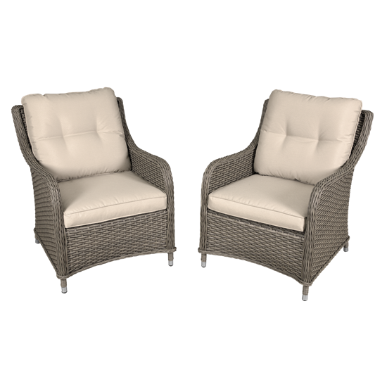 Dellonda DG69 - Dellonda Chester Rattan Wicker Outdoor Lounge Chairs with Cushion, Brown