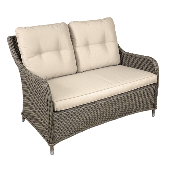 Dellonda DG70 - Dellonda Chester Rattan Wicker Outdoor Lounge 2-Seater Sofa with Cushion, Brown
