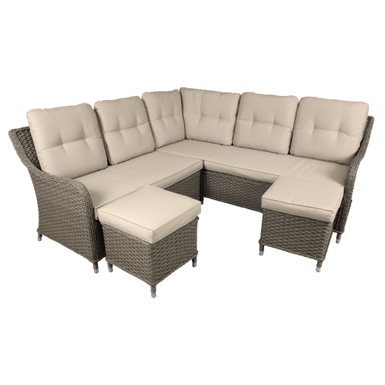 Dellonda DG72 - Dellonda Chester Rattan Wicker Outdoor 5 Seat Corner Sofa Set, Brown