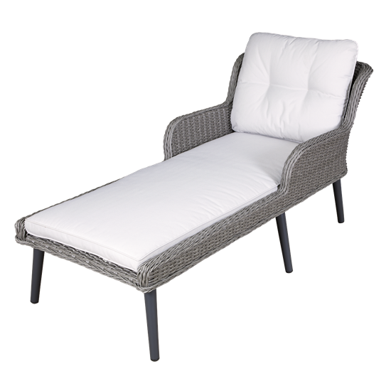 Dellonda DG74 - Dellonda Buxton Rattan Wicker Sun Lounger with Armrests Washable Cushions, Grey