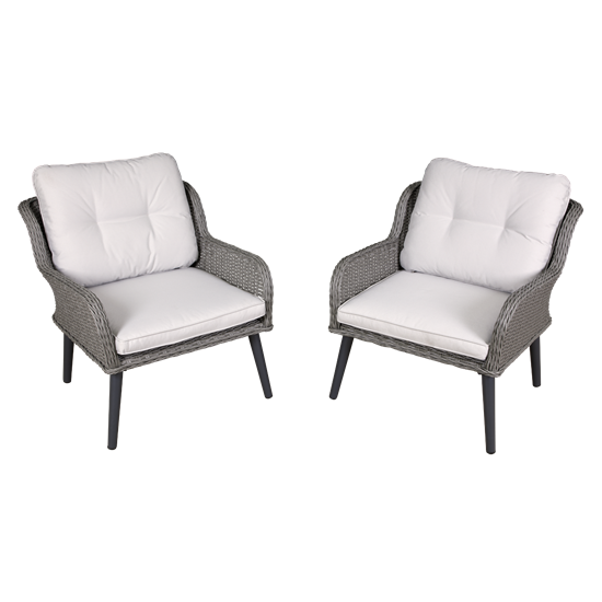 Dellonda DG79 - Dellonda Buxton Rattan Wicker Outdoor Lounge Chairs with Cushion, Grey