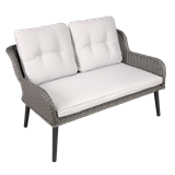 Dellonda DG80 - Dellonda Buxton Rattan Wicker Outdoor Lounge 2-Seater Sofa with Cushion, Grey