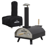 Dellonda DG218 - Dellonda Portable Wood-Fired Pizza Oven and Smoking Oven, Black/Stainless Steel, Supplied with Weatherproof Cover/Carry Bag