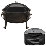 Dellonda DG237 - Dellonda 30" Deluxe 2-in-1 Outdoor Fire Pit & Coffee Table, Antique Bronze Effect with Water-Resistant Drawstring Cover