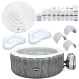 Dellonda DL103 - Dellonda 4-6 Person Inflatable Hot Tub Spa Deluxe Kit with Smart Pump - Wood Effect