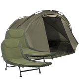 Dellonda DL142 - Dellonda Fishing Bivvy Carp Tent Lightweight 2-Man Waterproof & UV Protection Pre-Threaded Poles with Fishing Bedchair x 2