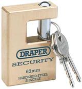 Draper 64200 �/56) - 56mm Expert Quality Close Shackle Solid Brass Padlock & 2 Keys With Hardened Steel Shackle