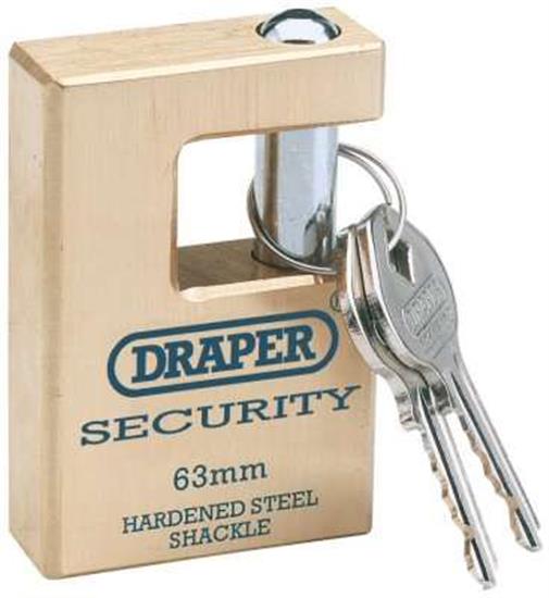 Draper 64201 �/63) - 63mm Expert Quality Close Shackle Solid Brass Padlock & 2 Keys With Hardened Steel Shackle
