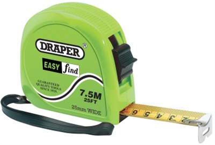 Draper 75882 ʎmtc) - 7.5m/25ft Easy Find Measuring Tape