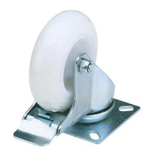 Draper 65504 �pb) - Swivel Plate Fixing Nylon Wheel With Brake