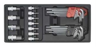 Sealey TBT07 - Tool Tray with Hex/Ball-End Hex Keys & Socket Bit Set 29pc