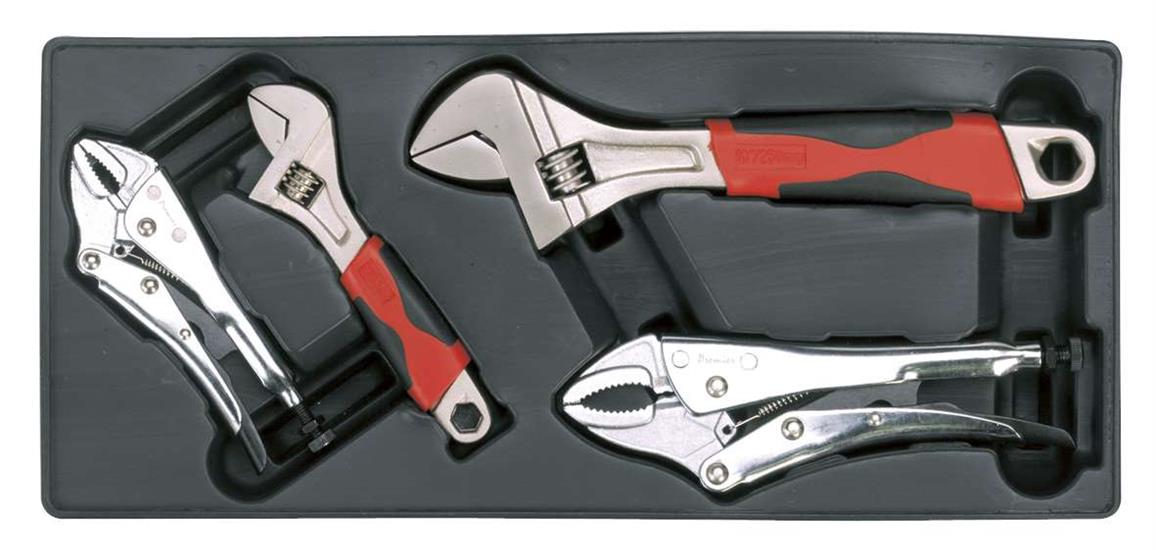 Sealey TBT04 - Tool Tray with Locking Pliers & Adjustable Wrench Set 4pc