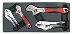 Sealey TBT04 - Tool Tray with Locking Pliers & Adjustable Wrench Set 4pc