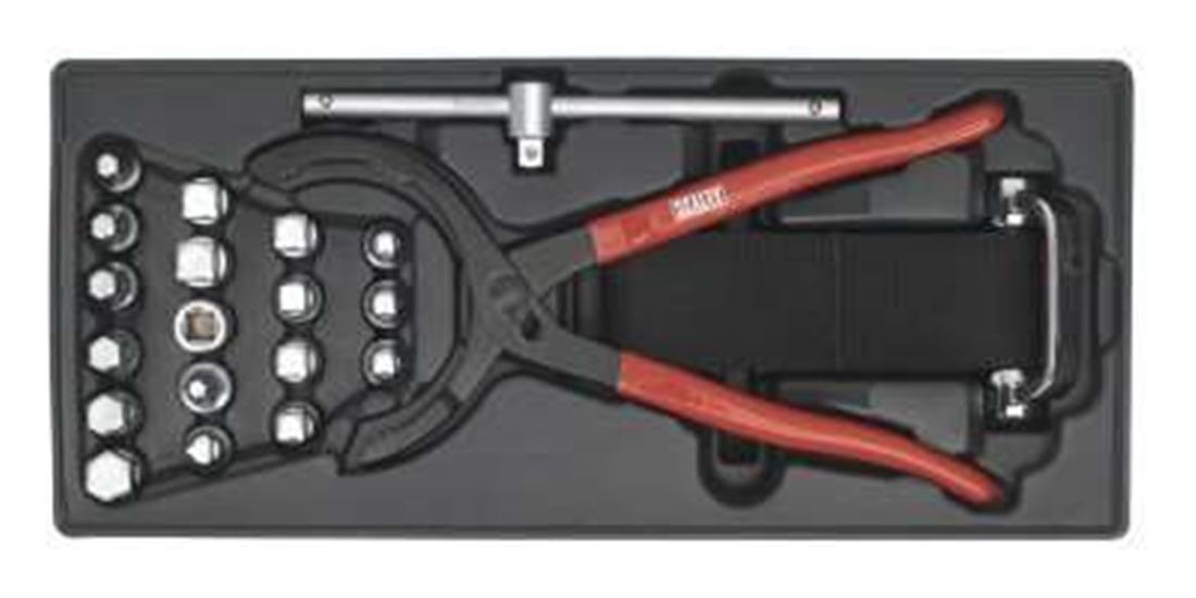 Sealey TBT28 - Tool Tray with Oil Filter Wrench, Pliers & Drain Plug Kit 21pc