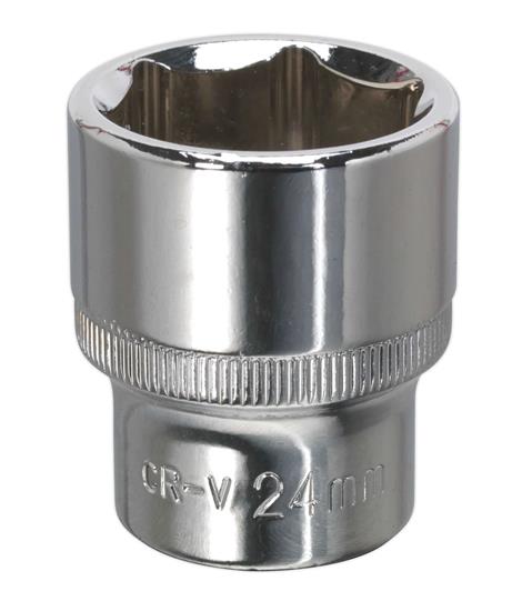 Sealey SP1224 - WallDrive® Socket 24mm 1/2"Sq Drive Fully Polished