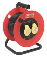 Sealey CR12515 - Cable Reel 25mtr 2 x 110V 1.5mm² Heavy-Duty Thermal Trip