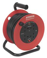 Sealey CR22525 - Cable Reel 25mtr 4 x 230V 2.5mm² Heavy-Duty Thermal Trip