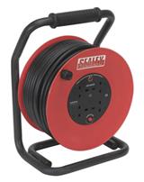 Sealey CR25025 - Cable Reel 50mtr 4 x 230V 2.5mm² Heavy-Duty Thermal Trip