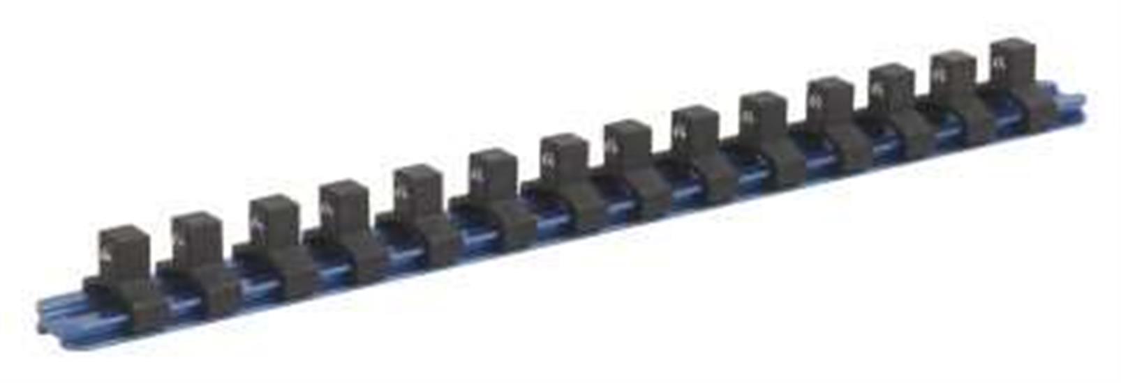 Sealey SR3814 - Socket Retaining Rail with 14 Clips Aluminium 3/8"Sq Drive