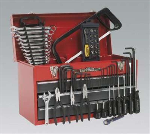 Sealey AP9243BBCOMBO - Portable Tool Chest 3 Drawer with Ball Bearing Runners - Red/Grey & 72pc Tool Kit
