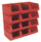 Sealey TPS412R - Plastic Storage Bin 209 x 356 x 164mm - Red Pack of 12