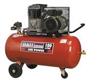 Sealey SAC1103B - Air Compressor 100L Belt Drive 3hp with Cast Cylinders & Wheels