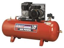 Sealey SAC1153B - Air Compressor 150L Belt Drive 3hp with Cast Cylinders